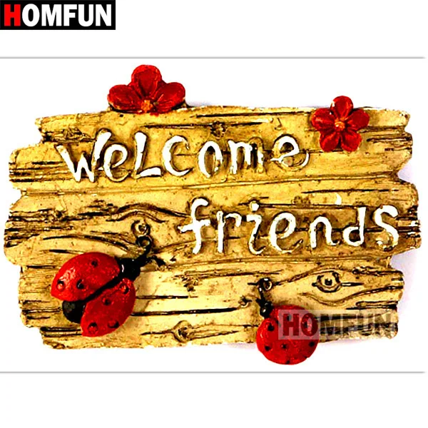 HOMFUN Full Square/Round Drill 5D DIY Diamond Painting "Welcome Home" 3D Embroidery Cross Stitch 5D Home Decor Gift A15075 diy 5d diamond 5D DIY Diamond Painting