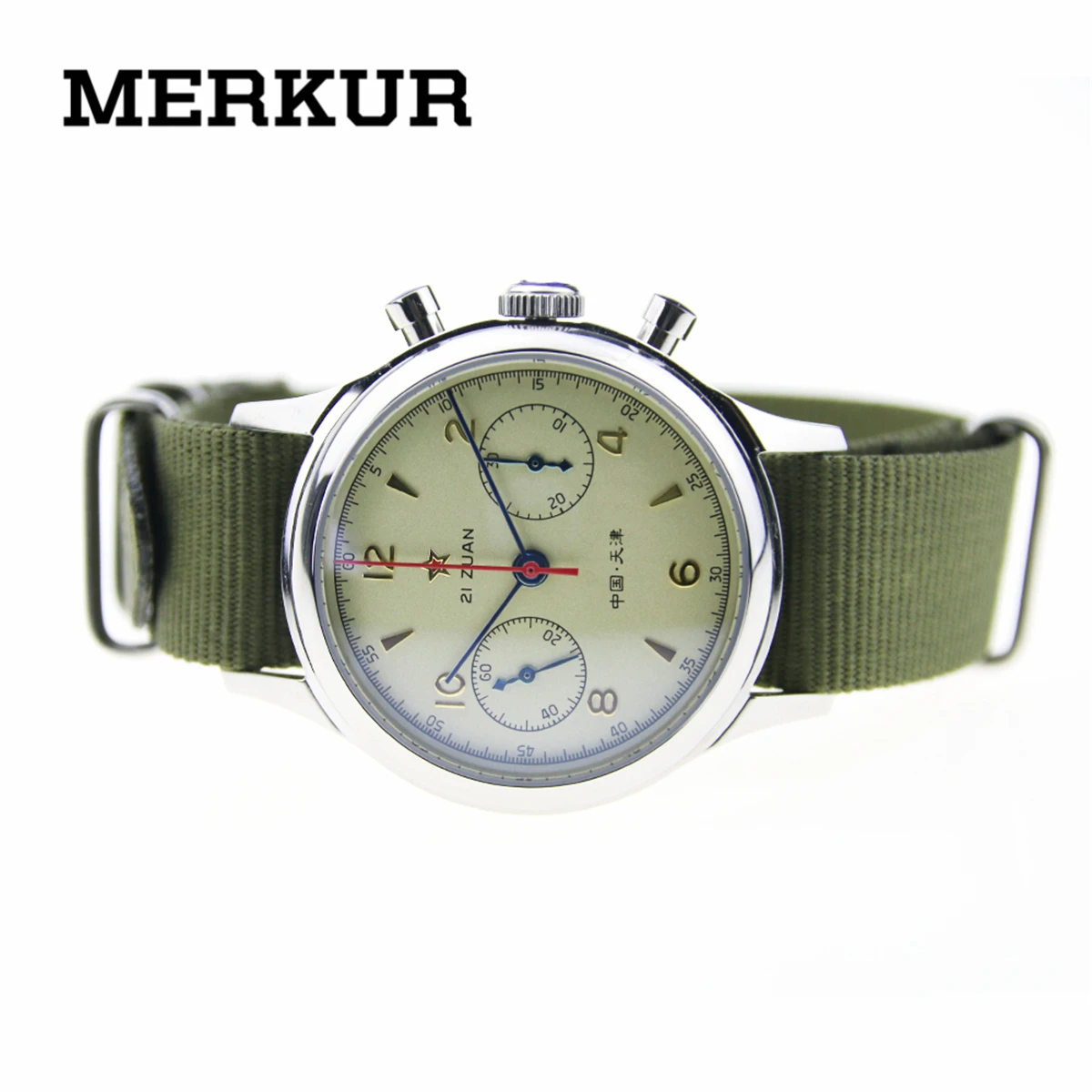 

Seagull Movement Mechanical Chronograph Mens watch Pilot Officail Reissue 304 St19 1963 Flieger exibition case back Sapphire