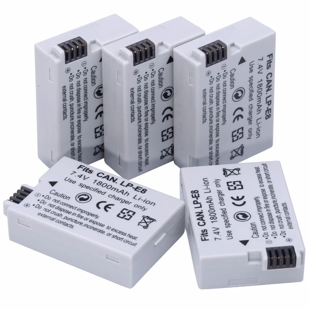 5pcs Probty Lpe8 Lpe8 Lpe8 Camera Batteries Akku Pack For Canon 550d