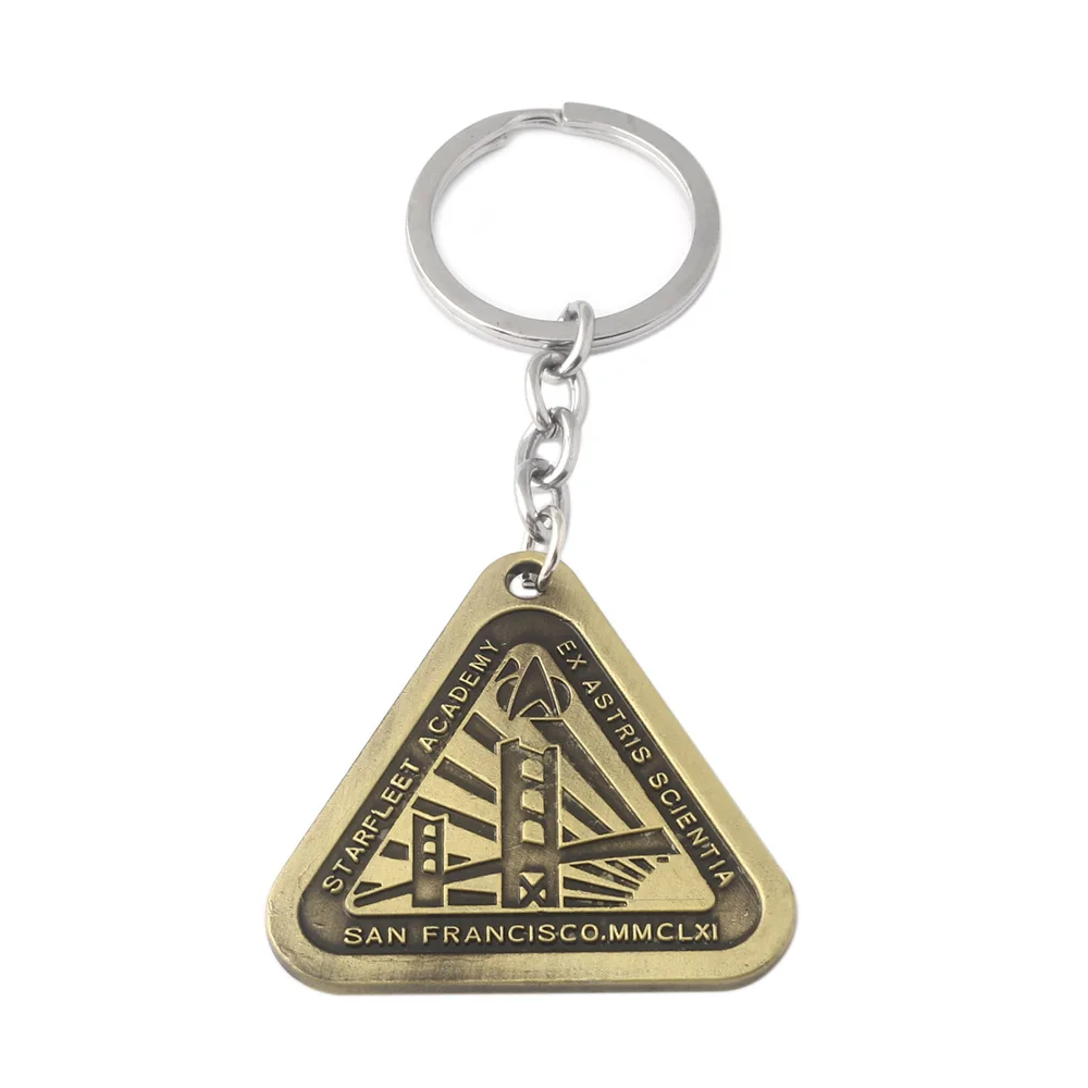 

RJ New Fashion Star Trek Pendants Keychains Antique Bronze STARFLEET ACADEMY Letter Logo Charms Keyring Lady Men Jewelry Gift