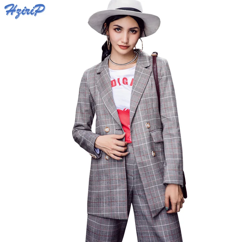Women's Set 2018 Korean Fashion Autumn Blazer Suit Lapel