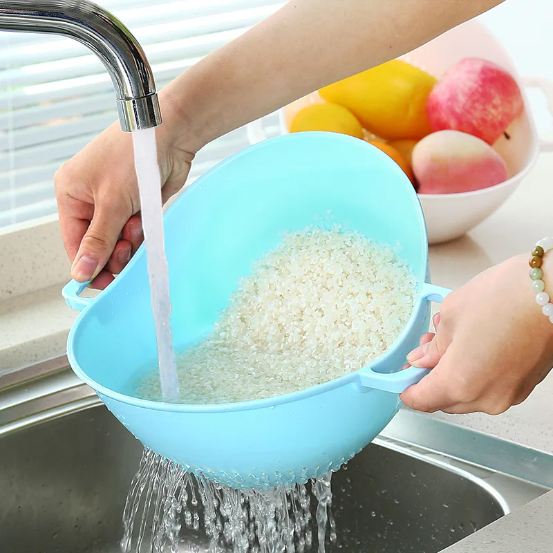 NEW Kitchen Small Wash Rice Thick Wash Rice Sieve Wash Rice Pots Plastic Drain Vegetables Basket