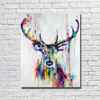 

Free Shipping 100% Hand painted Wall Art abstract Animal Oil Painting Decorative Colorfull Living Room Decoration no Framed