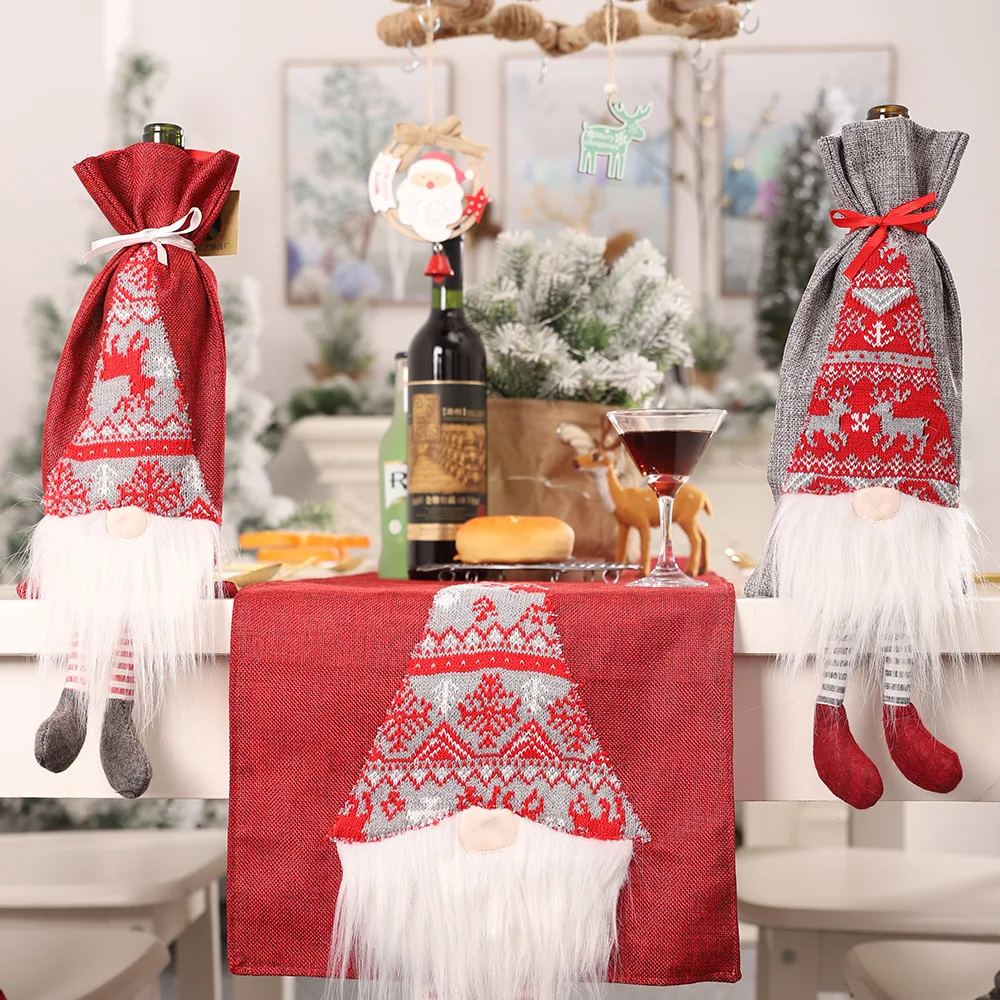 

Christmas Decorations Wine Bottle Cover Pillow Case Table Table Runners Christmas Decorations for Home Noel New Year 2020 Decor