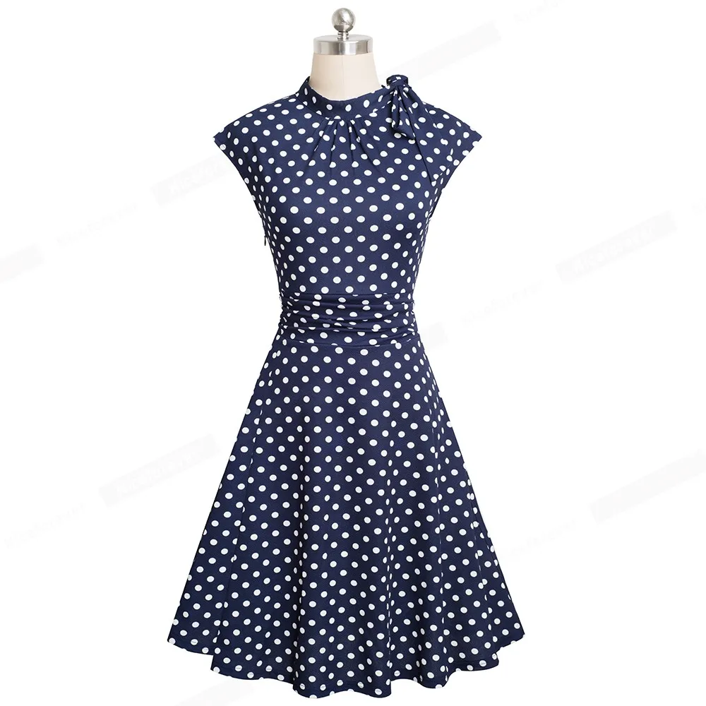 Ceny Ładny na zawsze Retro Vintage kropki plisowane Pinup vestidos pracy firm Party line Swing Flare kobiety sukienka A145