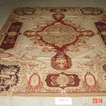 9'x12' Французский Aubusson ковры бежевый madallain дизайн PEAPOCK в середине