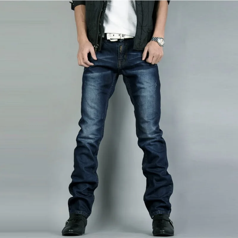 New Winter Men's Fashion Solid Warm Jeans Fleece Casual Stretch ...