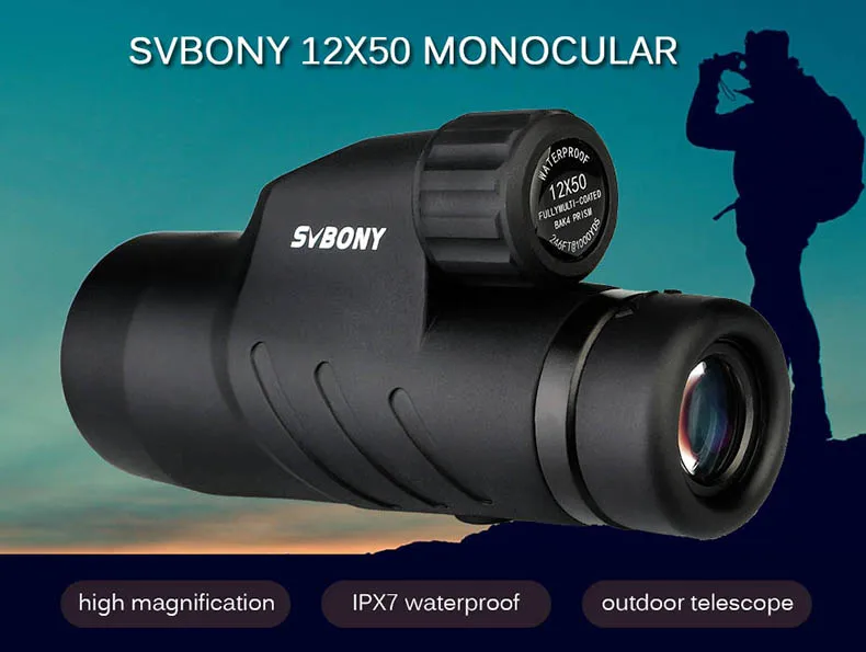 Ipx7 à Prova Svbony Monocular Prisma Completo Multi-revestido Telescópio Dwaterproof Água Viagem Caça Binóculos F9338d 12x50 Bak4 7 telescópio ipx7 à prova dwaterproof água viagem