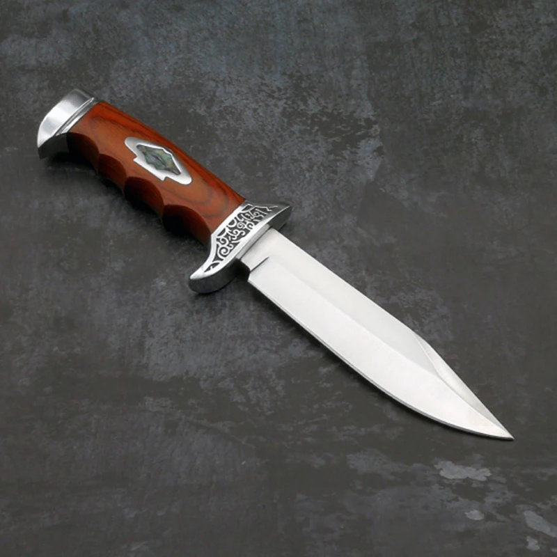 ToughKeng Fixed Blade Hunting Knife 56HRC Hardness Mirror Treatment 5Cr13Mov Steel Wooden Handle Camping Straight Knife ToughKeng Fixed Blade Hunting Knife 56HRC Hardness Mirror Treatment 5Cr13Mov Steel Wooden Handle Camping Straight Knife