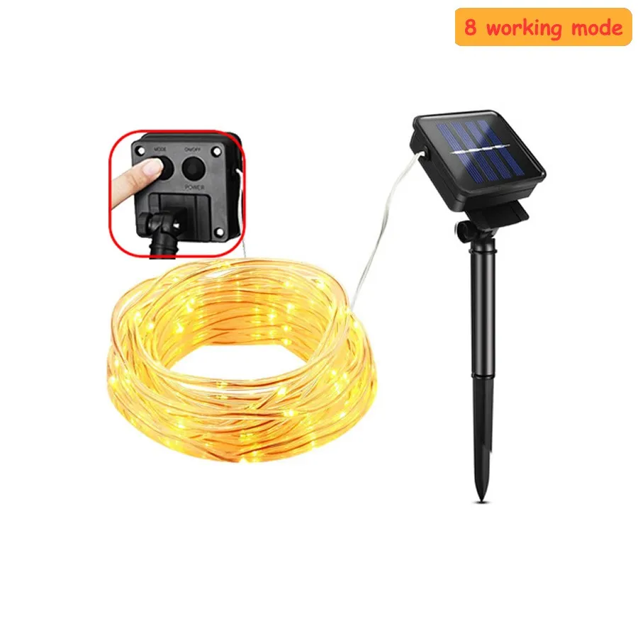 

8 modeSolar String Lights 5m 12M 22M 200 LED Copper Wire Fairy Waterproof Solar Power Lamp For Christmas Holiday Outdoor Decorat