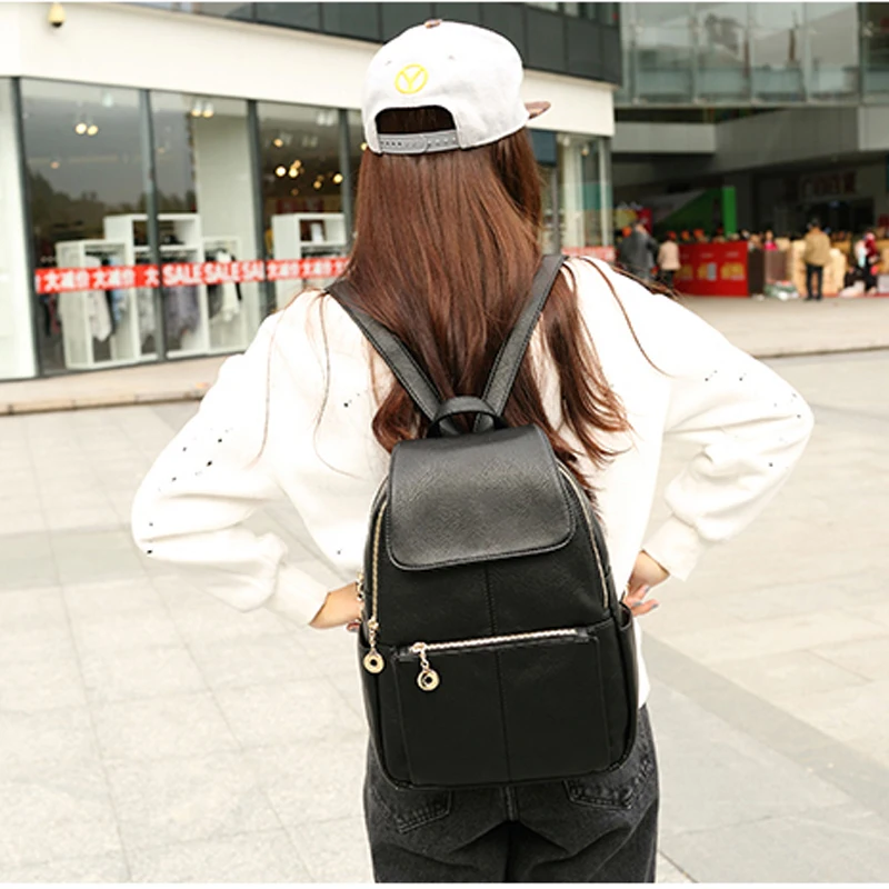 

Simple Black Backpack leather Female Backpacks for Women Laptop Backpack Girls School Bag Mochila Escolar Feminina Sirt Cantasi