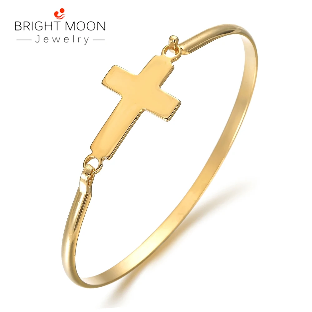 

Bright Moon Vintage Jewelry Boho Cross Charm Gold Colour homme deluxe Stainless Steel Bracelet Wedding For Girl Women Gifit