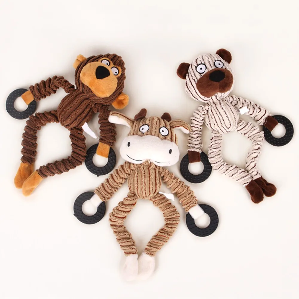 

Chew Toys Dog Puppy Plush Toys Pet Puppy Chew Plush Sound Bear Monkey Cow Dumb Pet Toys cachorro toys
