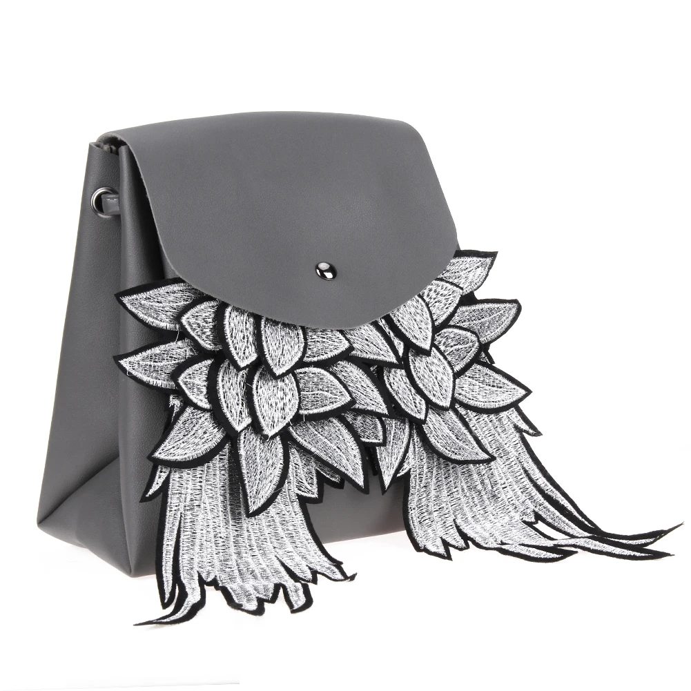 New Fashion Wings Women Backpack PU Leather Embroidery Backpack School Bag for Teenage Girls College Shoulder