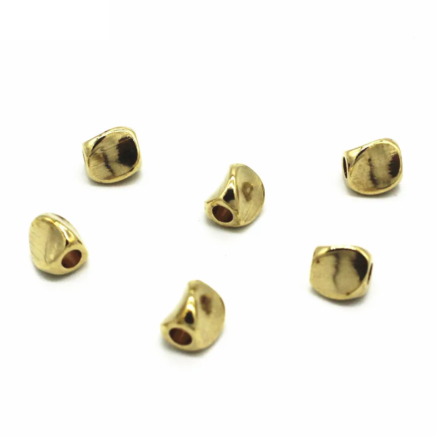 50 Pcs 5mm Metal Raw Brass Beads Diy Hole Beads Twisted Bead For
