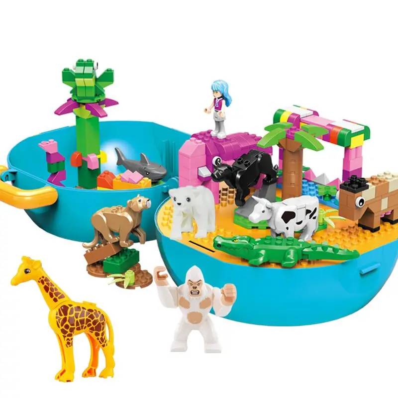 

Animal Model Paradise Building Block Sets 311PCS Cow Horse Farm Zoo Bricks Educational Toys For Children Gift