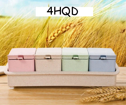 

Wheat Orange Pole Kitchen Seasoning Box Set Home Seasoning Jar Bottle Salt Pot Natural Material