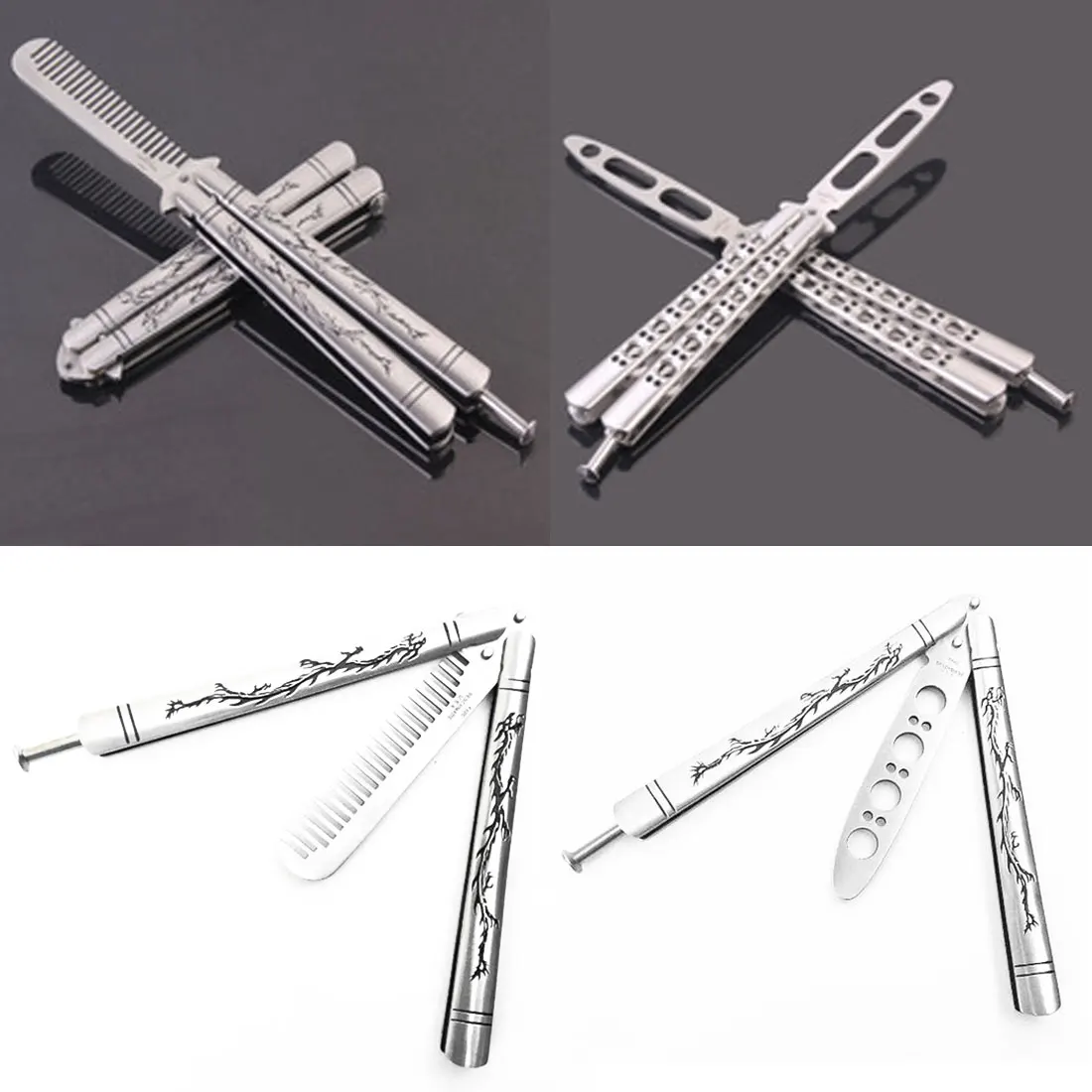 Тренировочный складной нож Balisong из нержавеющей стали с титановым покрытием и