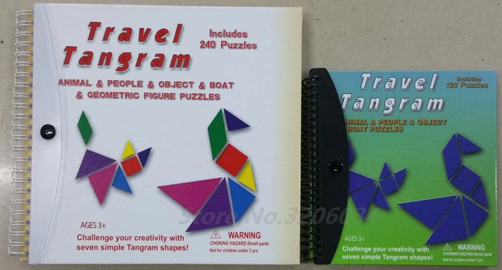 150 240 Puzzles Magnetic Mathematic Tangram Toys Children Kids Gift Challenge IQ Book Educational Magic Book (8)