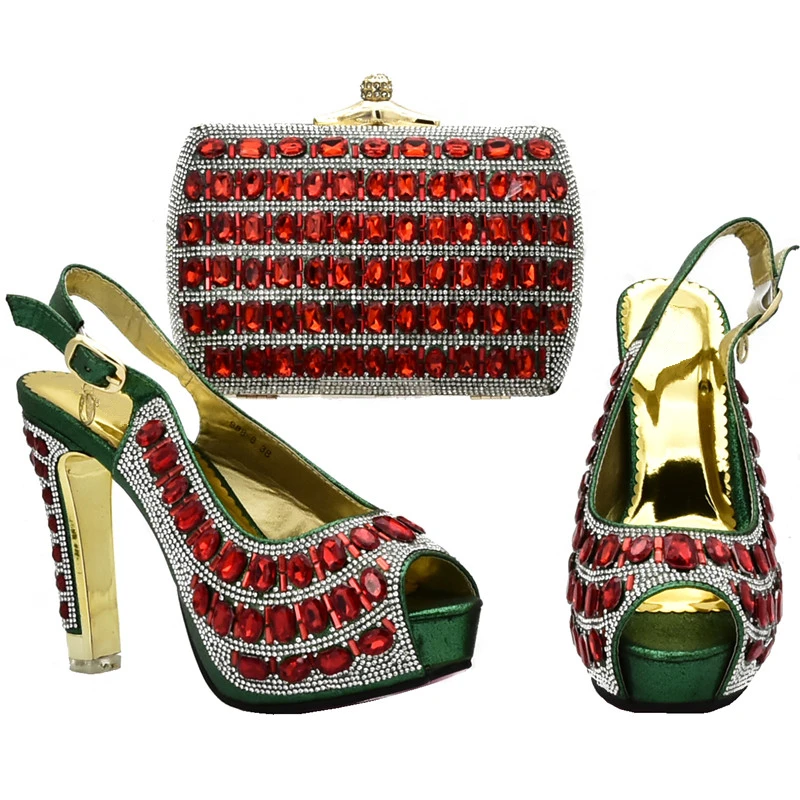Новейший комплект из туфель и сумочки в африканском стиле; итальянские вечерние туфли и сумочка золотистого цвета; итальянская обувь и Сумочка для женщин