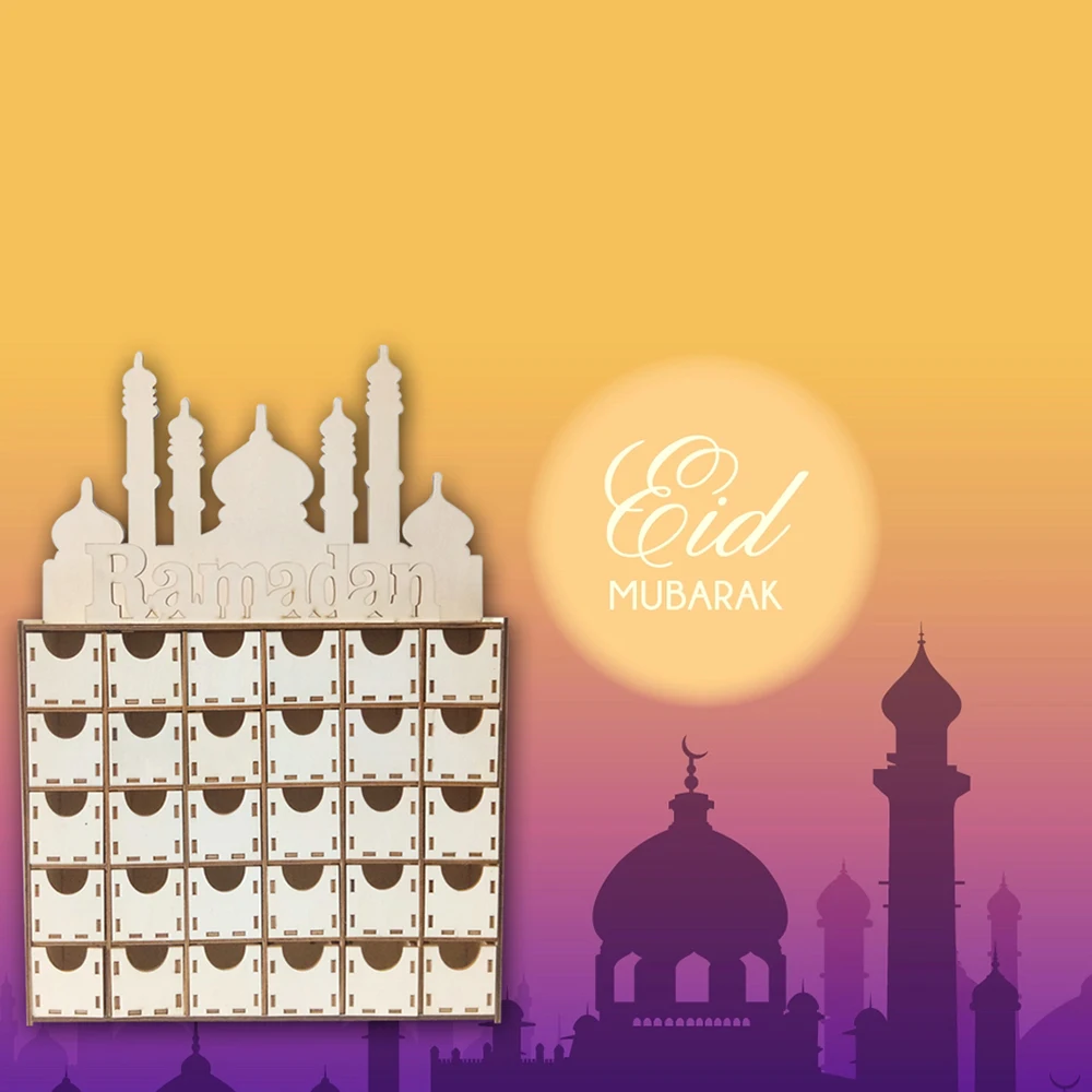

New Wooden Islamic Eid Mubarak Drawer Mubarak Countdown Calendar Crafts Festival Decoration Ramadan Decoration