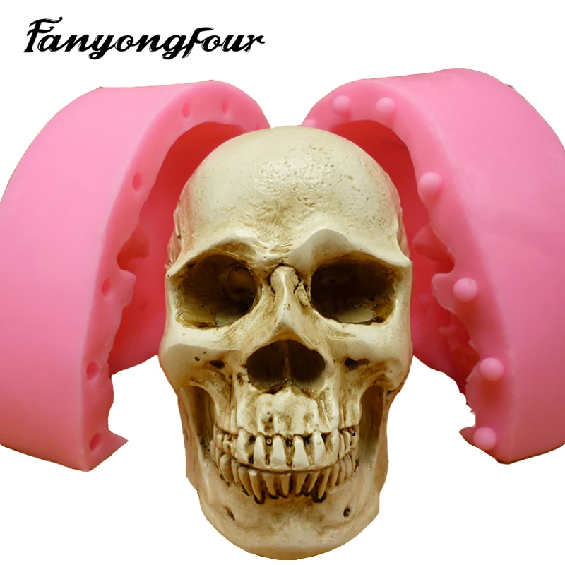 

3D Skull Silicone Mold Fondant Cake Mold Resin Gypsum Chocolate Candle Candy Mold Free Shipping