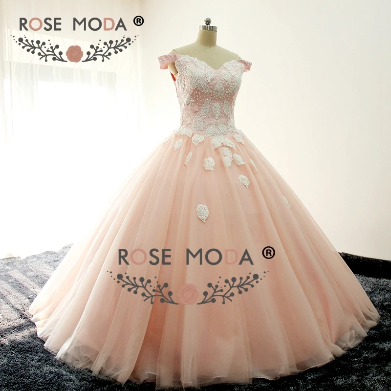 Rose Moda Quinceanera Dresses Off Shoulder V Neck Puffy Real Photos
