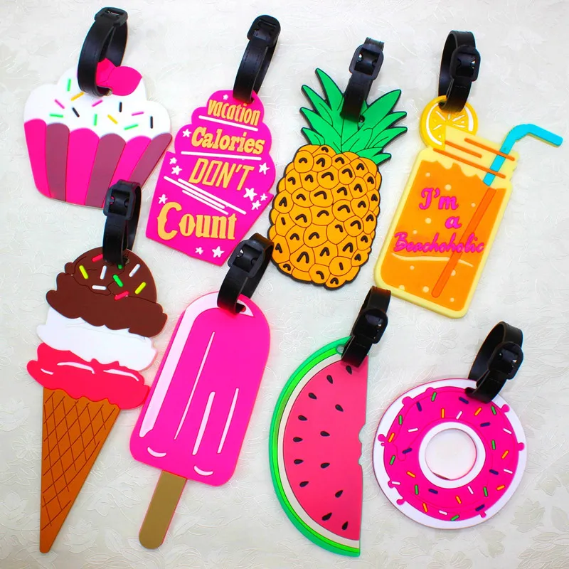 

Cartoon Pineapple Cactus Donut Luggage Tag Women Men Suitcase Bag Decoration Card ID Name Address Holder Party Favors Kids Gifts