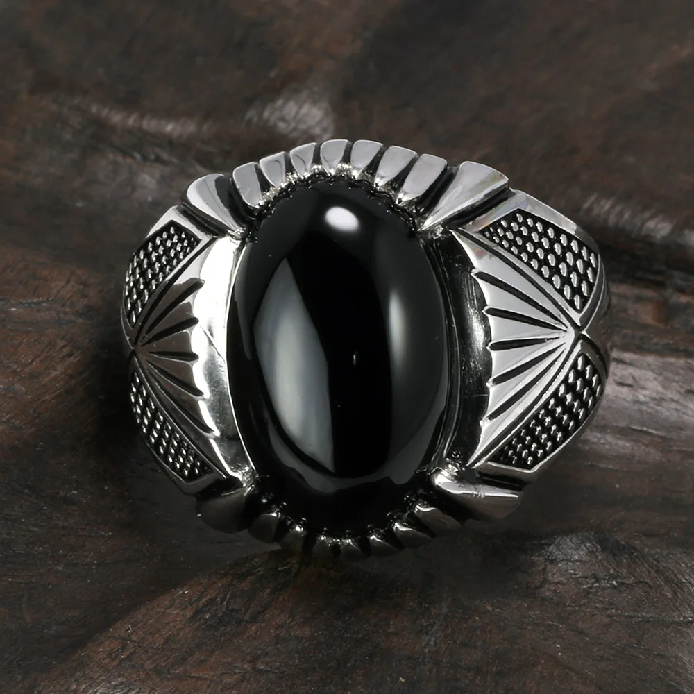 Гарантированное 925 пробы Серебряное Кольцо Античное турецкое кольцо для мужчин черное кольцо с камнем натуральный оникс турецкое мужское ювелирное изделие