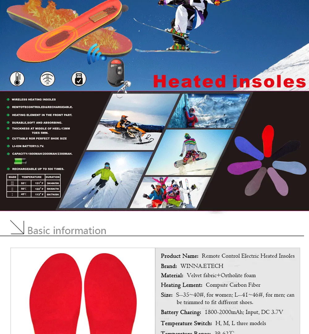 Wireless Controll Electric Heated Insoles_02