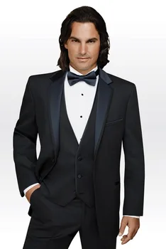 

2016 New Arrival Custom Wedding Suits For Men Navy Blue Mens Suits Notched Lapel Grooms Tuxedos Slim Fit Three Piece Groomsmen
