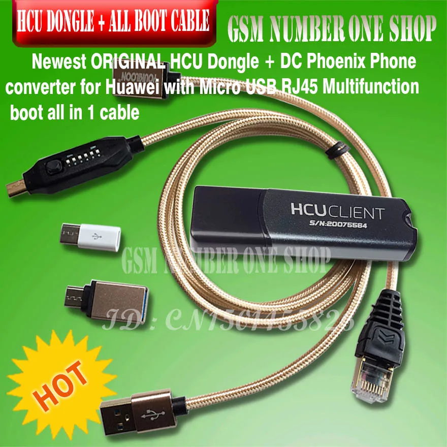 US $109.06 Newest ORIGINAL HCU Dongle DC Phoenix Phone Converter For Huawei With Micro USB RJ45 Multifunction Boot All In 1 Cable