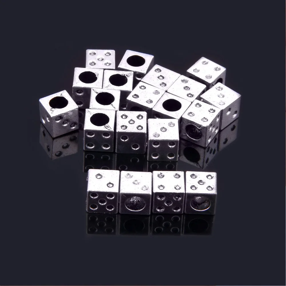 Antique Silver color Dice Charm beads Pendants Dice beads for Bracelets