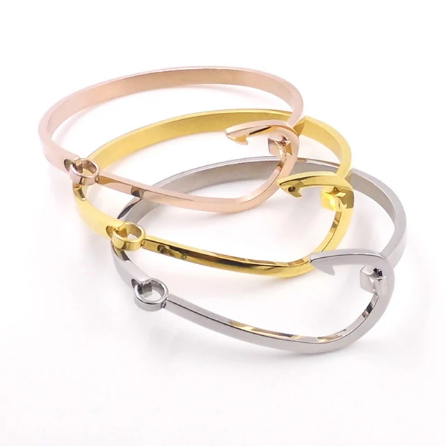 New Fashion Brand Fish Hook Bracelets For Women Men Gold Silver Rose New Fashion Brand Fish Hook Bracelets For Women Men Gold Silver Rose Plated