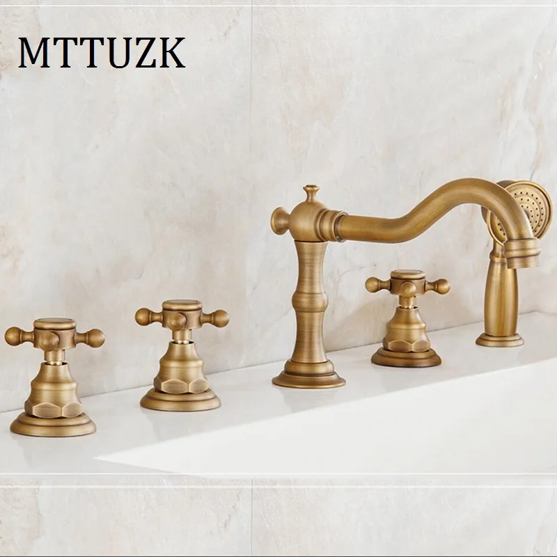 MTTUZK Antique Copper bathroom faucet hot and cold Bathtub faucet