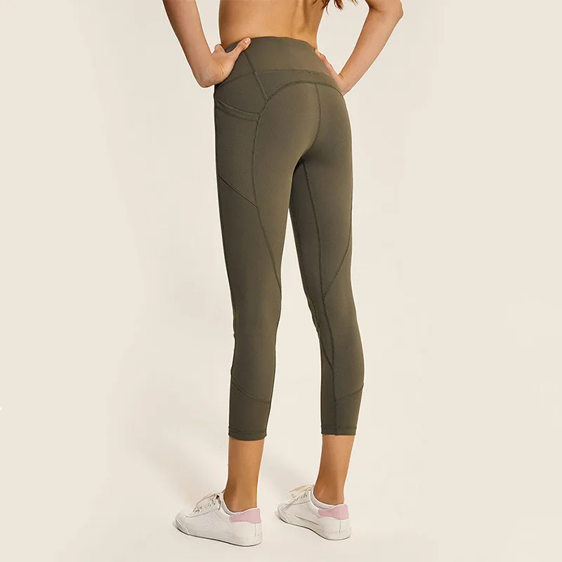 Colorvalue Top Quality Side Pocket Athletic Fitness Leggings Women Squatproof Runnning Gym Sport Tights Ankle-length Pants XS-XL