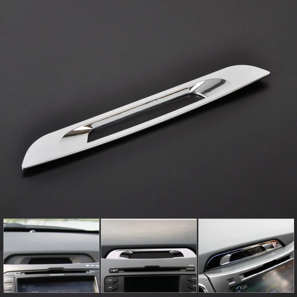 

DWCX New ABS Chrome Car Interior Console Display DVD Outlet Ring cover Molding Trim for Kia Sportage R 2011 2012 2013 2014 2015