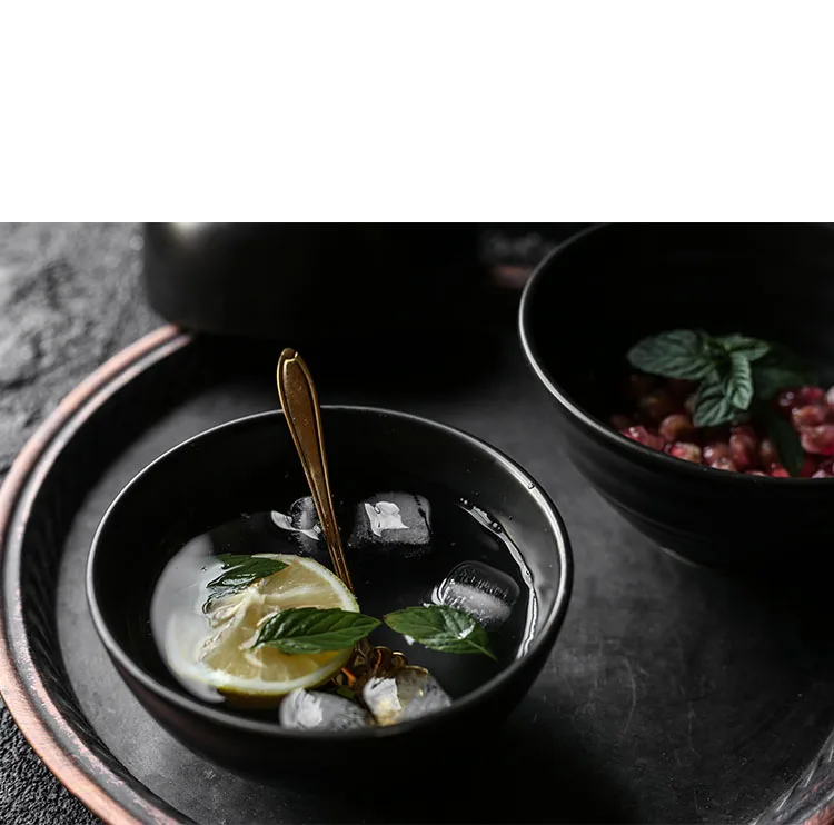 ANTOWALL черная матовая Керамическая пиала для риса лапша фруктовый салатник домашний Ресторан матовая черная посуда