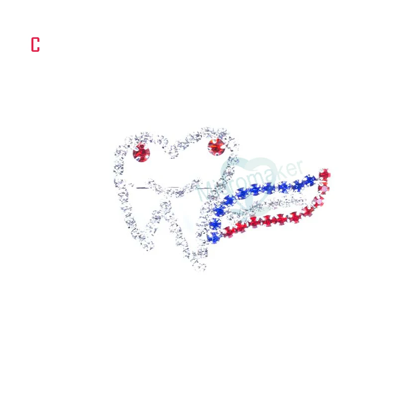 4 шт. зубная клиника подарок микс брошей Зубы Форма блестящие кристалл брошь
