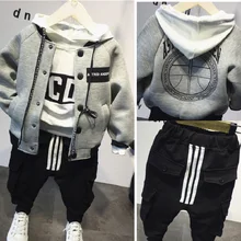 Детские костюмы, осенне-зимняя детская одежда для мальчиков, бейсбольная куртка+ толстовка с капюшоном+ штаны, комплект одежды для мальчиков, хлопковая одежда для детей 2, 3, 4, 5, 6 лет