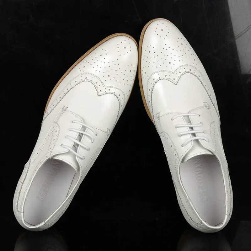 Blanc Shoes Shoes En Laçage Bullock Hommes Robe Printemps Serdaomani Pour Automne Cuir Noir Chaussures white Black Véritable Oxford Formelle De Mariage SWvBqU