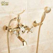 Ванная комната Золотой напольная стойка кран телефон Тип Для ванной душ Керамика Аксессуары для ванной комнаты настенное крепление смесители
