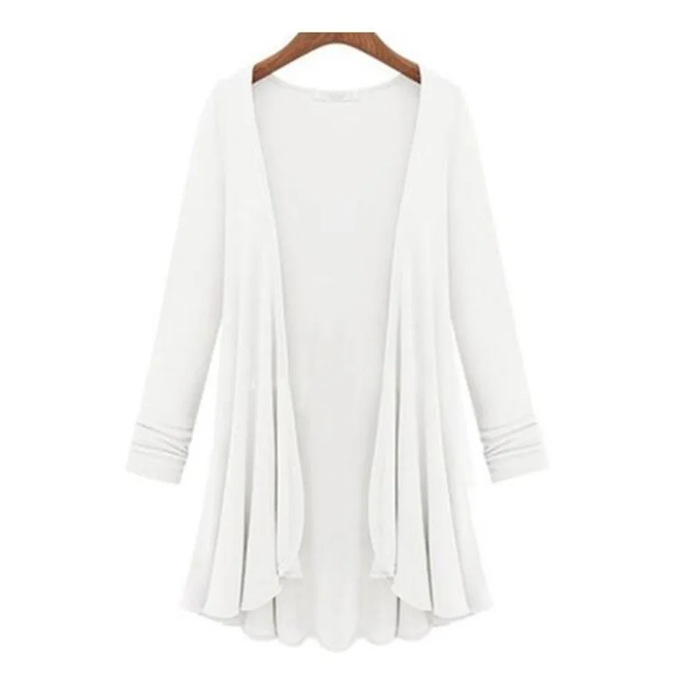 Women Cardigan Sweater Fashion Cotton Top Thin Blouse Long Sleeve 2019 Autumn Winter Cardigans Coat Big Size Flounce Plus Size