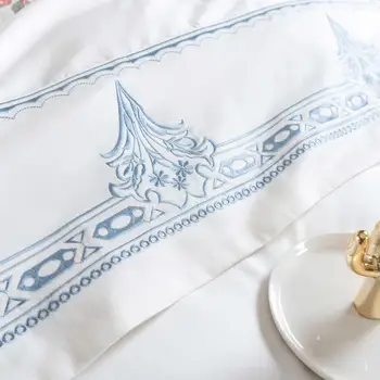 2018 di Lusso Egitto Cotone Elegante Giardino Set di Biancheria Da Letto Ricamo copripiumino Federe Lenzuolo Matrimoniale King size 4/6/7 Pz 2