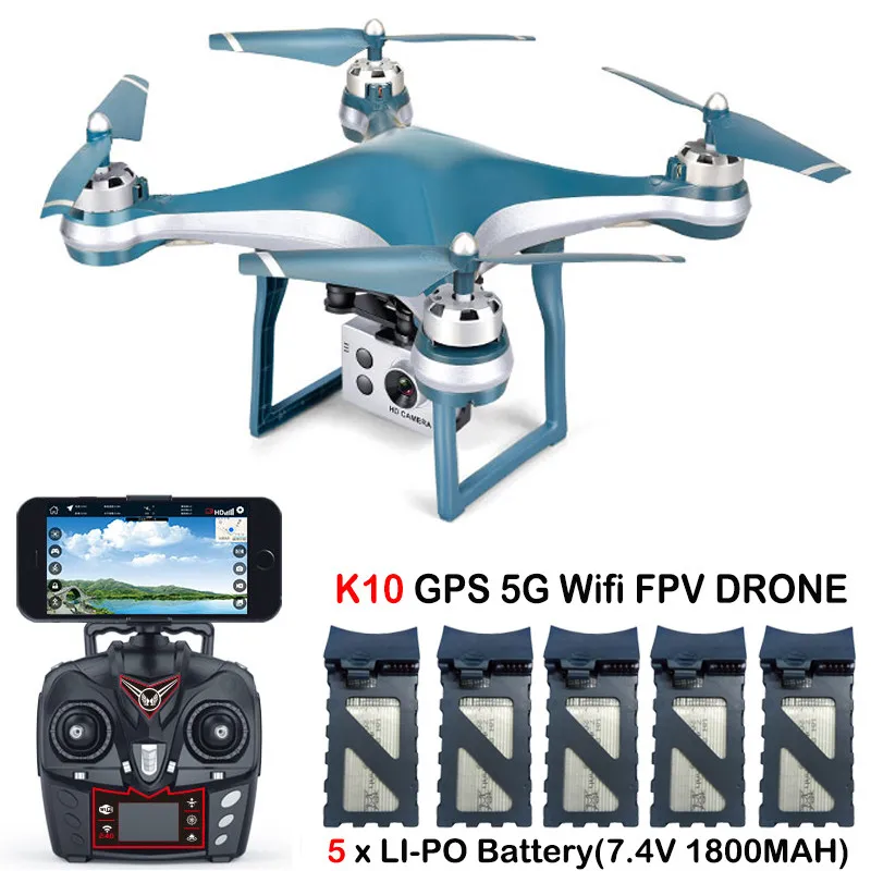 Радиоуправляемый Дрон K10 с GPS Wi Fi FPV регулируемой камерой 720P/1080P время полета 25