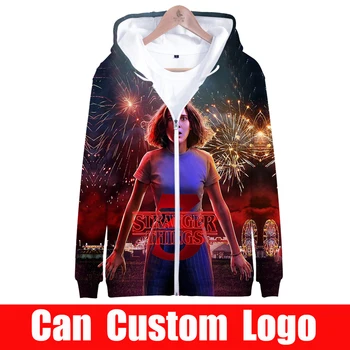 

2019 hot sale Stranger things Zipper Jacket 3D Hoodies Sweatshirt Women Harajuku Stranger things Hoodies men Plus Size for men