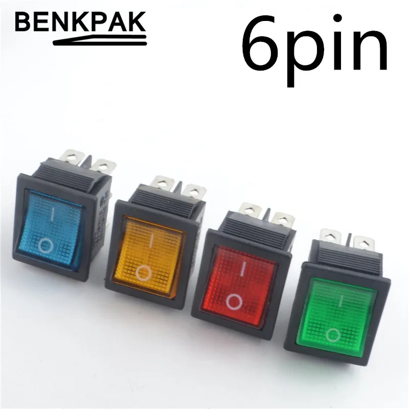 

2pcs 220V Indicator Light 6 Pin Rocker Switch ON-OFF