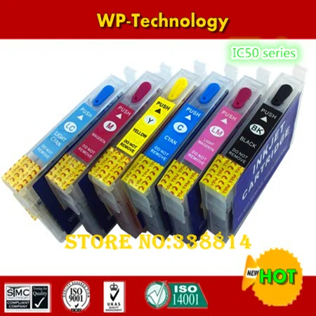 

Empty refill ink cartridges suit for ICBK50 - ICLM50 , IC50 suit for Epson PM-G850/G4500/T960/A940/A920/A840S/D870/A840/A820 etc