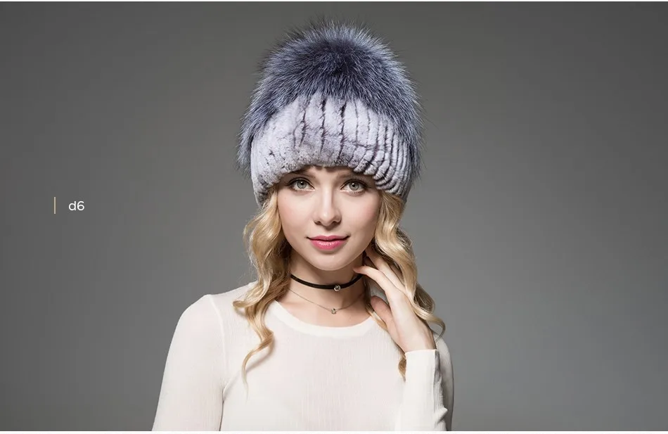 Fashion Womens Fur Beanies Real Rex Rabbit Fur Hats with Stripe Design Hat Ladies Winter Warm Rex Rabbit Fur Caps (13)