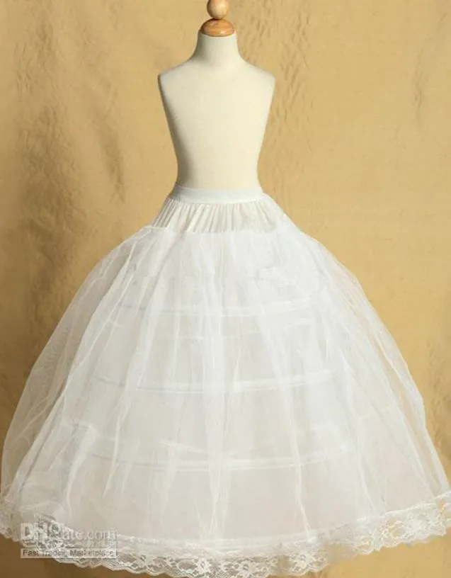 

New Arrival Flower Girls Petticoat 4 Hoop With Lace Appliques Little Kids Ball Gown Dress Underskirt Accessories
